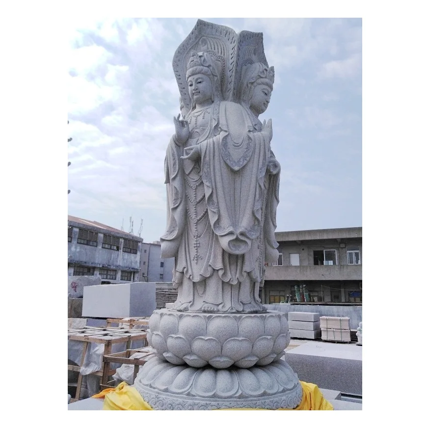 Grey Granite Large Garden Buddha Statues For Sale, Statue Of Kwan Yin