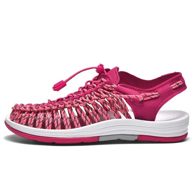 2024 unisex summer beach slippers sandals outdoor casual shoes handmade elastic woven sandals for women