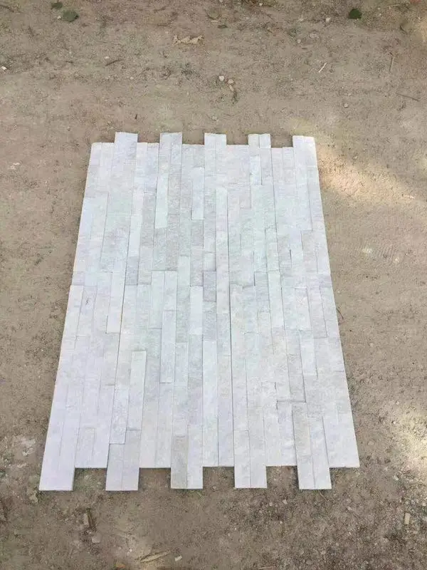 3d decoration white quartz split face cladding stone tile wall panel picture
