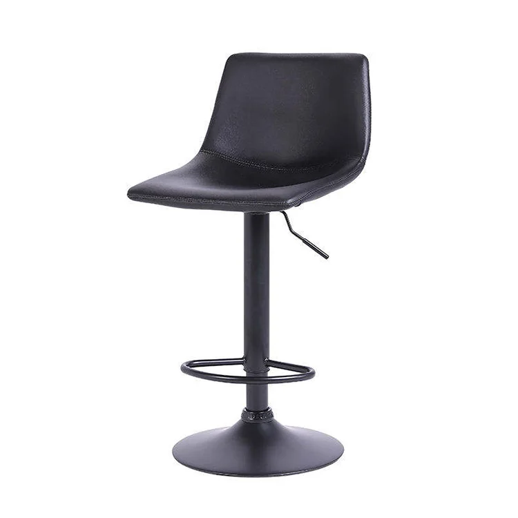 New  Design European Industrial Black Metal Leather Seat Backrest Chair Bar Stool