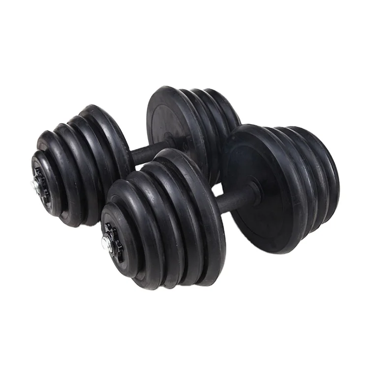 Reapbarbell Gym basic equipment 25kg black rubber dumbbell set