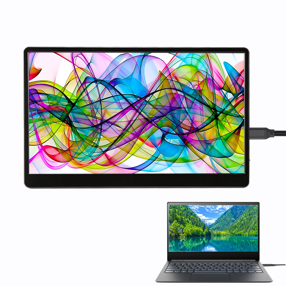 HD 1080P Wall Mountable Foldable LCD Portable Monitor 15.6 inch Type-C Port for Cell Phone PC Laptop Notebook Screen