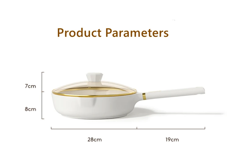 Ceramic Nonstick White Deep Frying Pan Skillet with Lid 24/28/30cm