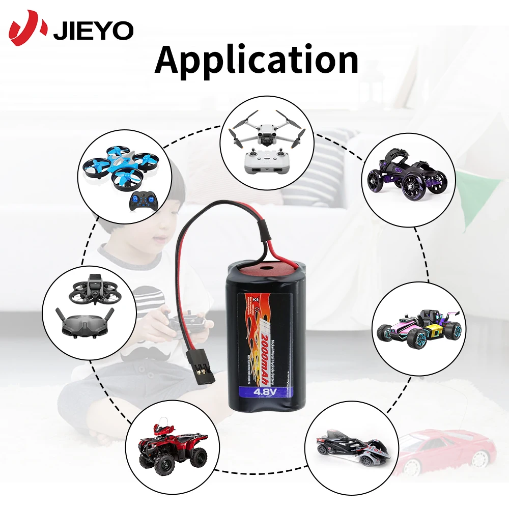 Jieyo NiMh Battery Size AA 4.8v 2200mah Ni-mh Rechargeable Batteries Pack For Pistols Airsoft