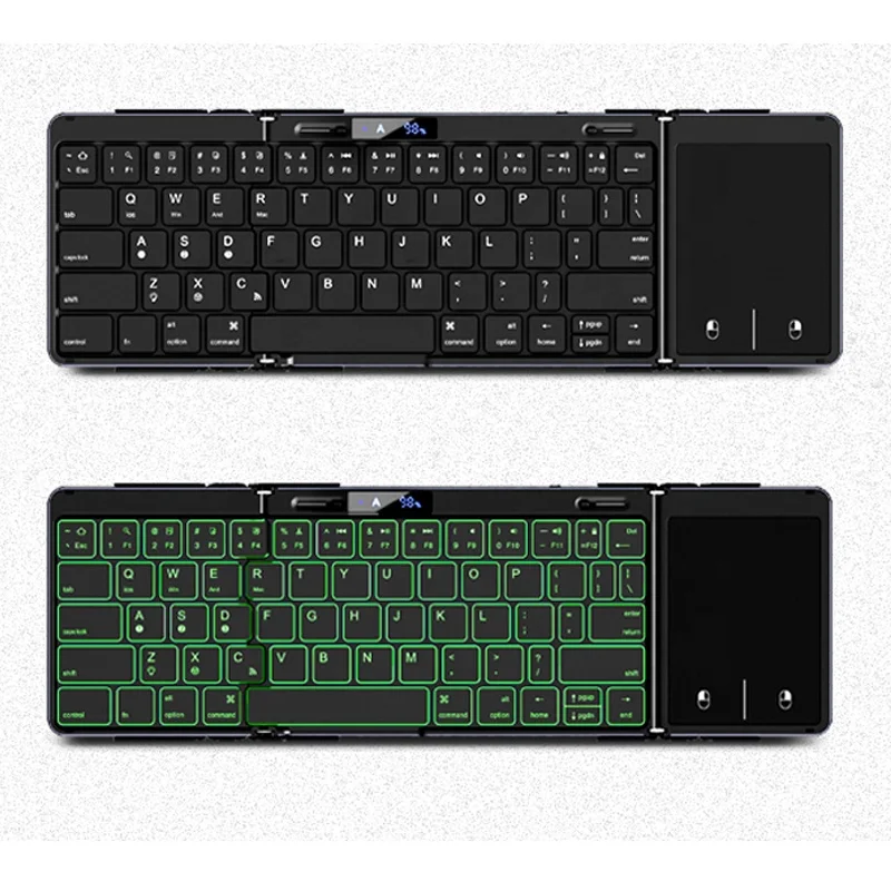 New Aluminium Tri-Foldable Bluetooth TouchPad Folding Keyboard for iOS Android  Windows Mac with TYPE-C Rechargeable Keyboard