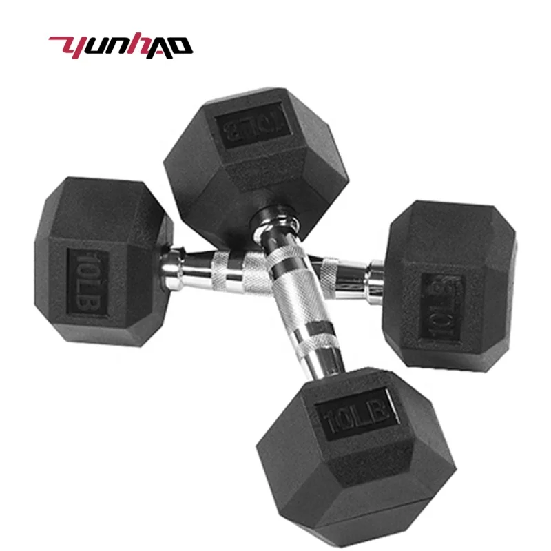 Wholesale Gym Equipment Cheapest Buy Online 2.5-50KG Rubber Cast Iron Hex Dumbbell Set