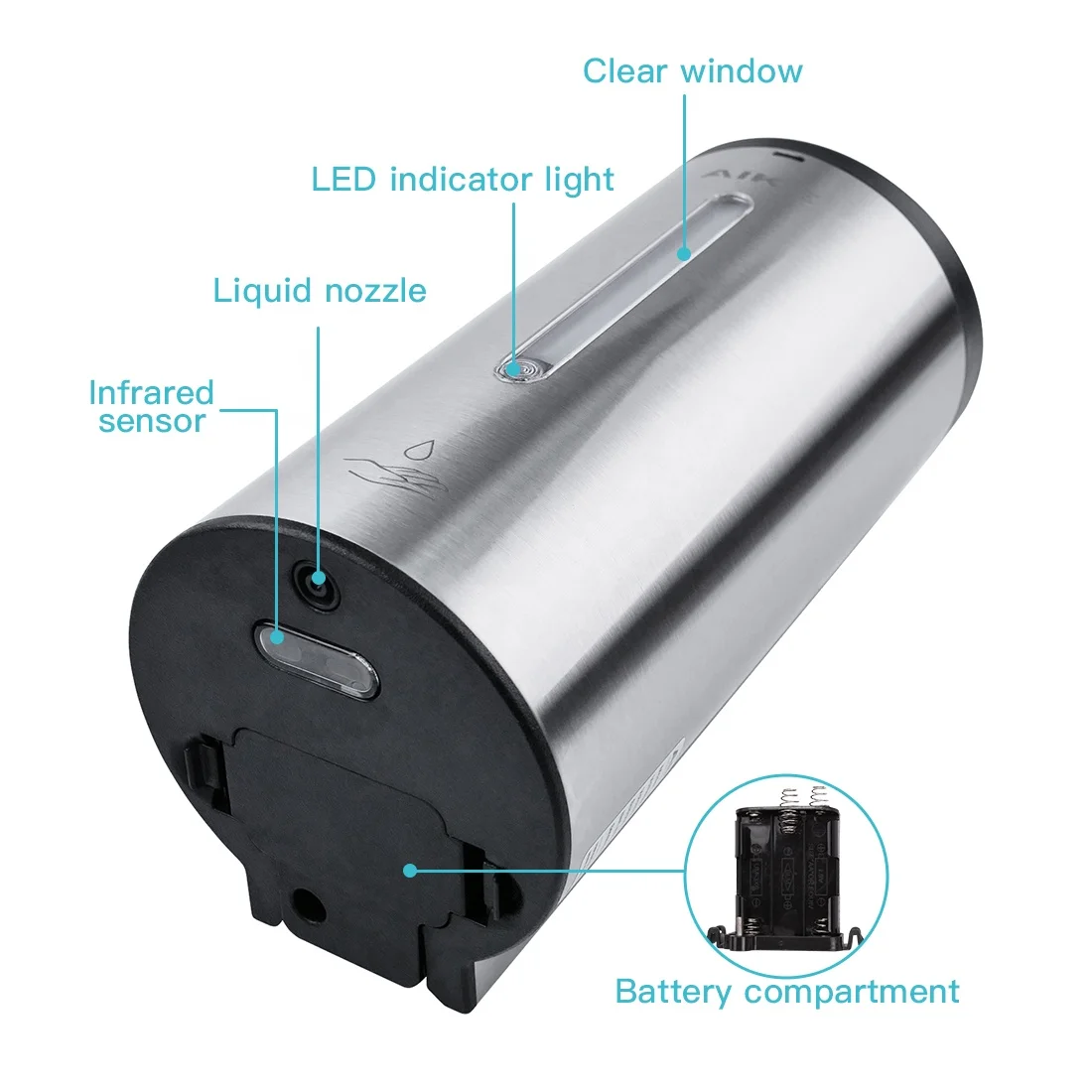 
AK1205 Infrared Touch-Free Stainless Steel 700ml automatic soap liquid dispenser for Store entrance 