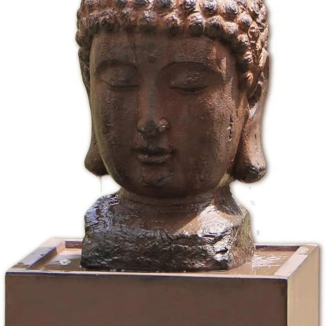 
Buddha Water Fountain Outdoor Indoor Zen Statue Decor Large Fiberglass Decorative Fountains in Rock Color 24