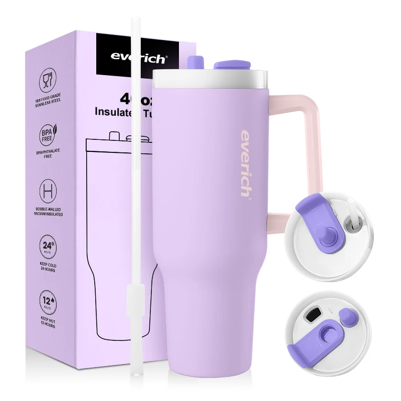 OEM Large Capacity Stainless Steel Tumbler with Plastic Straw Lid and PP Handle Modern Design for Drinking Beer