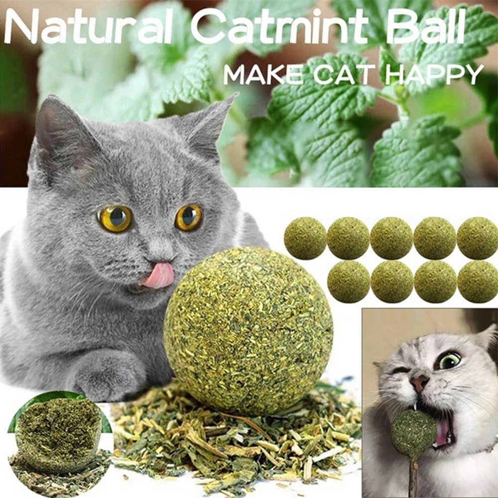 Pet Catnip Toys Edible Catnip Ball Safety Healthy Cat Mint Home Chasing Game Toy Products Clean Teeth The Stomach Catmint
