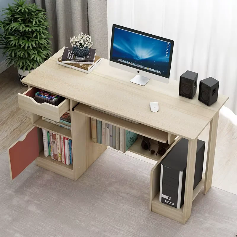 Modern Home Wooden Computer Table Desk  l Shape Office Desks With Bookcase Drawer