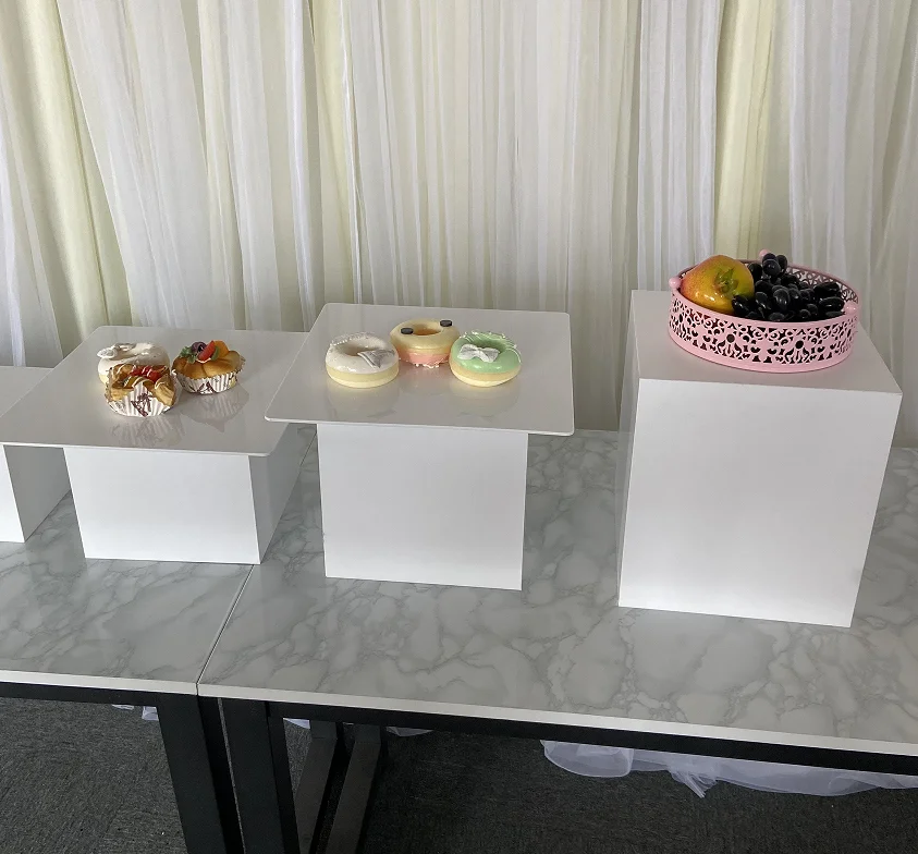 Wedding Party Decoration Display Acrylic Food Display Stand White Buffet Acrylic Food Display Risers Cubes