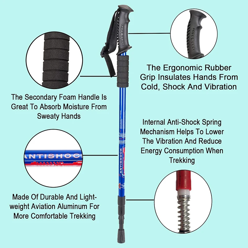 Cheap Outdoor Adjustable Folding Lightweight Trekking Poles Hiking Pole Walking Stick