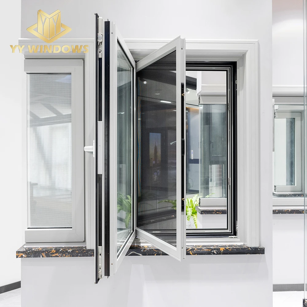 YY Window Double Glazed High Quality Aluminum Casement Window With Integrated Screen