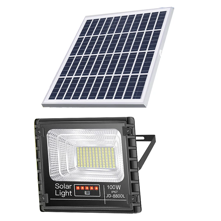 JD Chinese Supplier 100W Outdoor Aluminum Lamp Solar Flood Light With Power Display