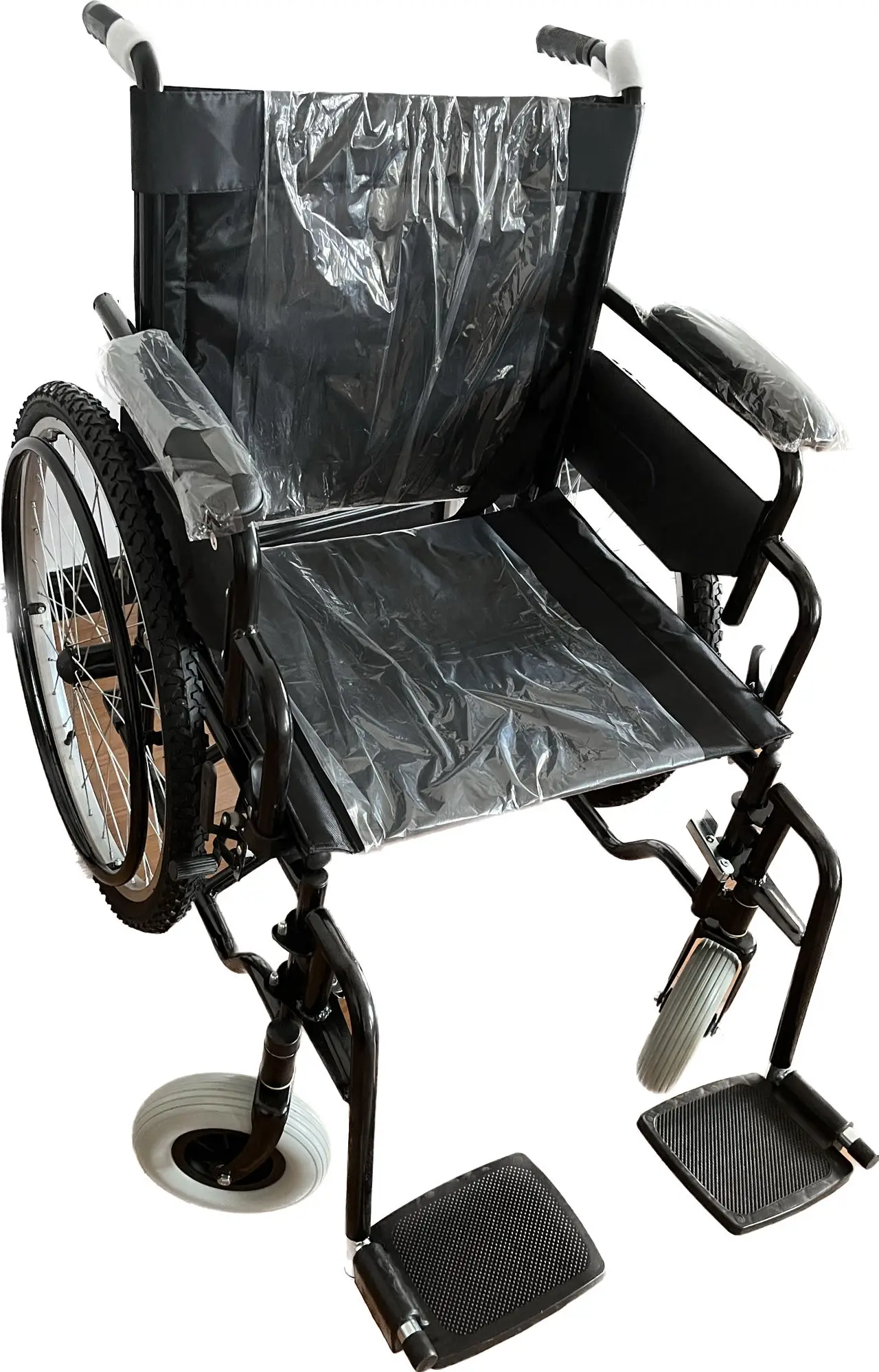 New product launched manual inflatable tire spoke wheel foldable portable wheelchair for disabled people