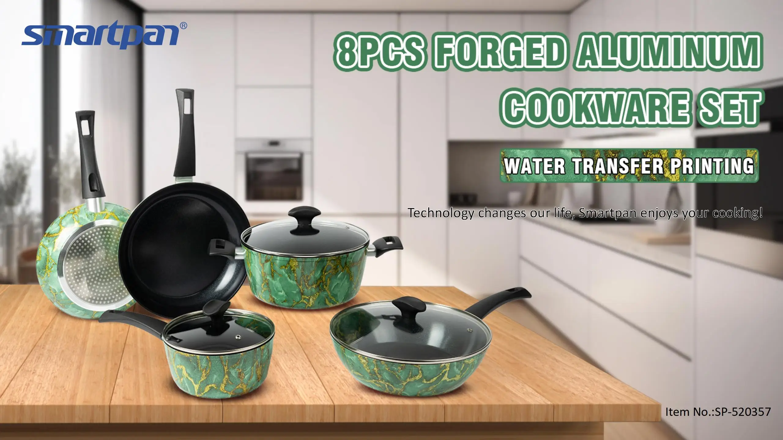 Smartpan ceramic cooking pot aluminum non stick cookware set with lid Aluminum Cookware Sets classical style