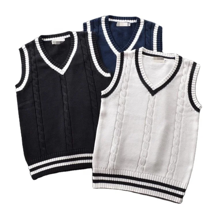 
College British style V-neck men and women twist color JK school uniform cos sleeveless vest sweater 