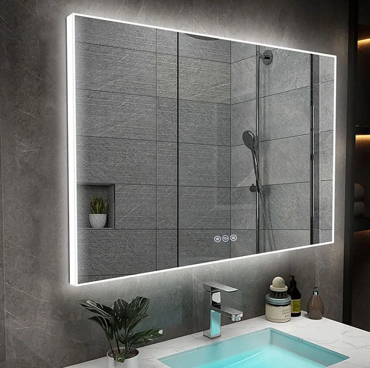 wholesale custom bathroom wall mounted hangable half body mirror freestanding hairdressing hd led light up mirror for vanity