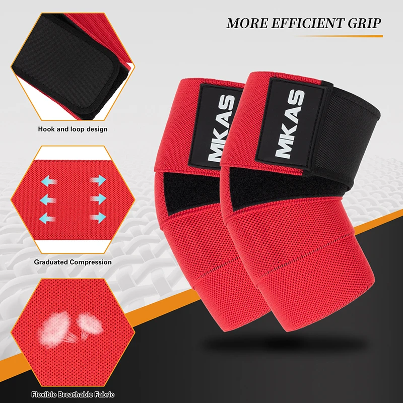 MKAS Adjustable Sports Elbow Protector Wraps Weightlifting Gym Custom Logo For Fashion Brace Powerlifting Elbow Brace