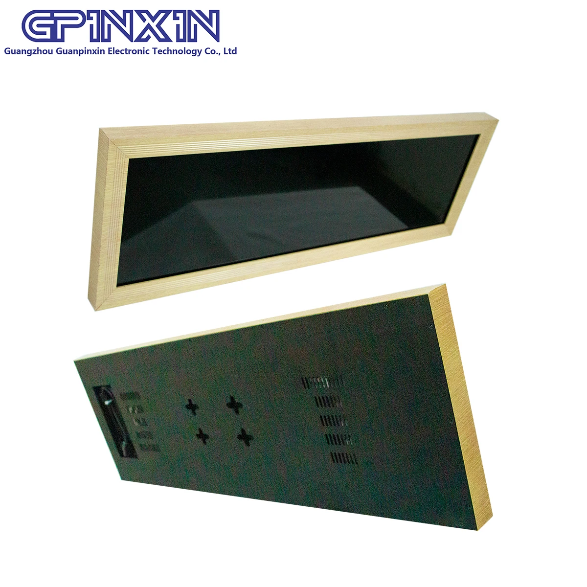 Modern Wooden Long Bar LCD Screen for Trade Shows Dynamic LCD Display for Effective Advertising and Stunning Art Expositions