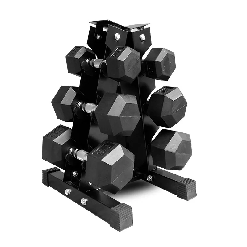 Wholesale Weightlifting Fitness Black Hexagon Custom Logo Home Gym Free Weights Rubber Coated Hex Dumbbells