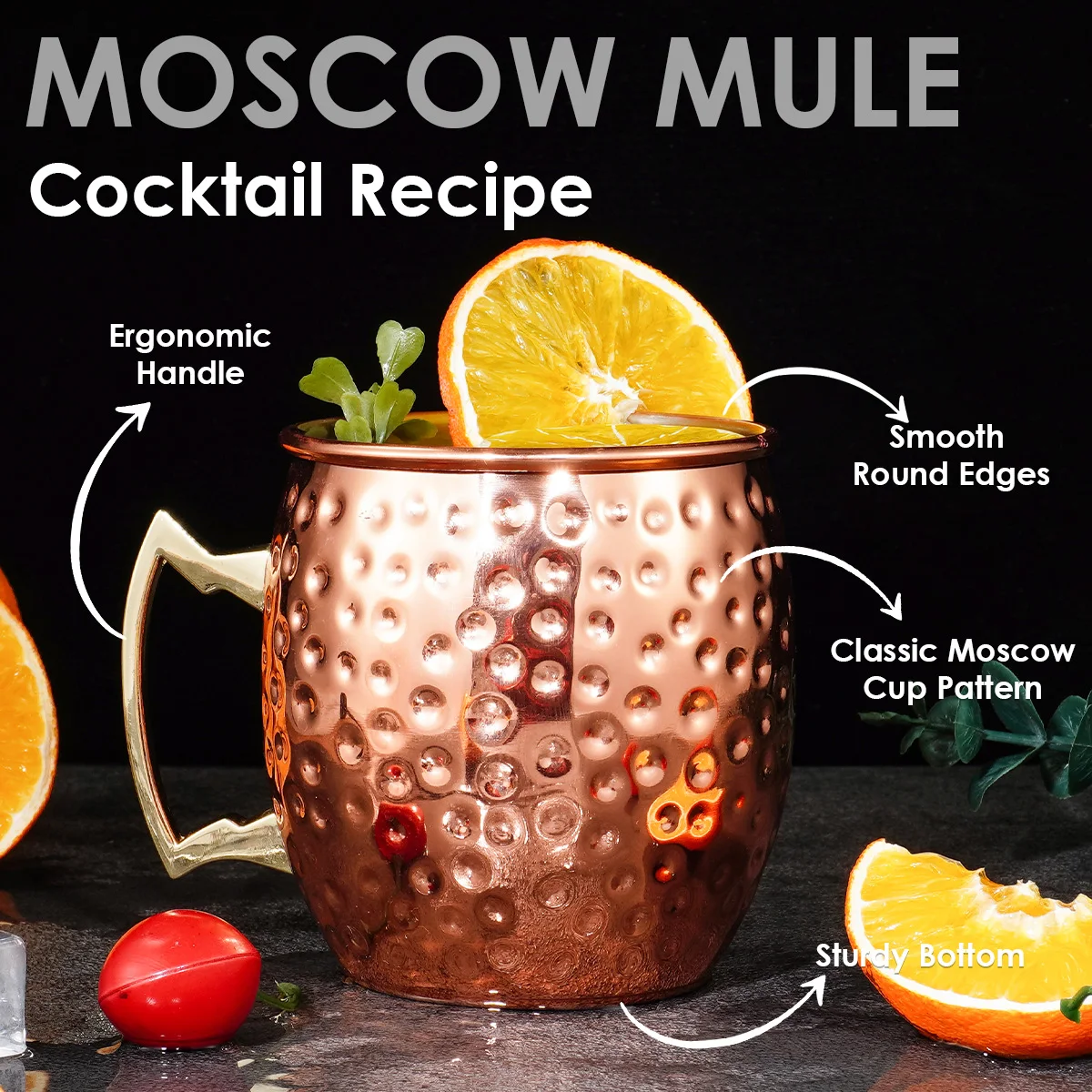 Stainless Steel Cup Cocktail Moscow Mule Copper Mugs 500ml Beer Mug Bar Tools Moscow Mule Mug