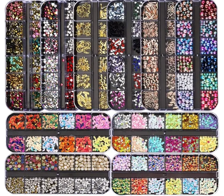 60 boxes Wholesale accessories nail art sticker jewelry deco metal alloy gem nail gem Rhinestones stones 3d charm nail art