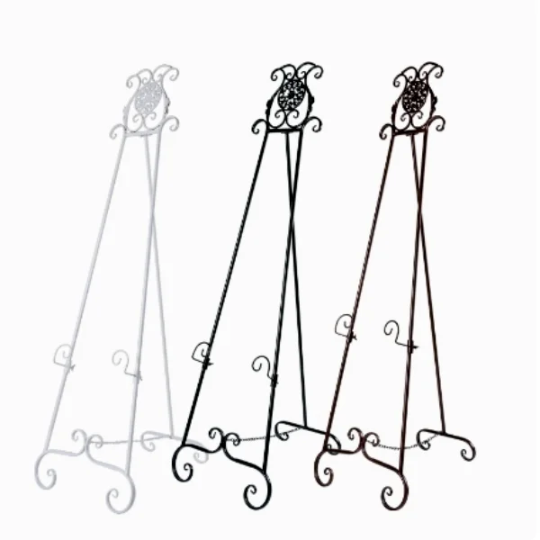 European Art Deco Metal Display Rack Oil Painting Stand with Photo Frame Floor Poster Bracket for Wedding Welcome Store Shelves