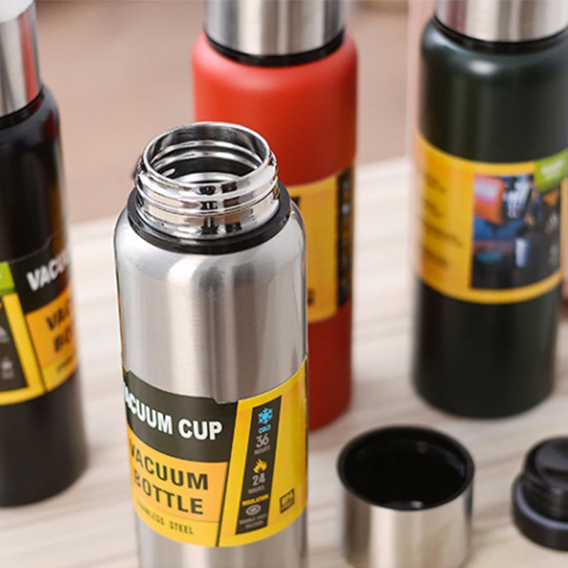 Custom logo 1000ml large capacity blank  304  stainless steel tea thermos vacuum flask with lid