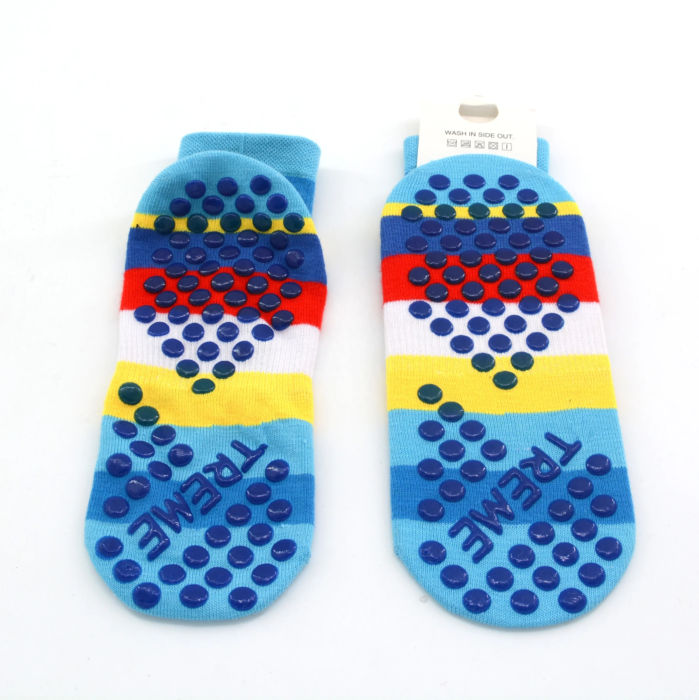 Custom adults trampoline park grip socks anti slip in royal blue grip socks trampoline pilates pilates custom grip socks