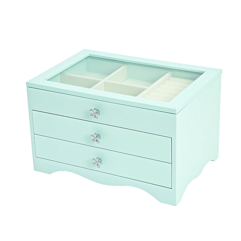 Fashionable beautiful wooden jewellery box for ladies gift jewelry packaging storage jewel cabinet case in stock