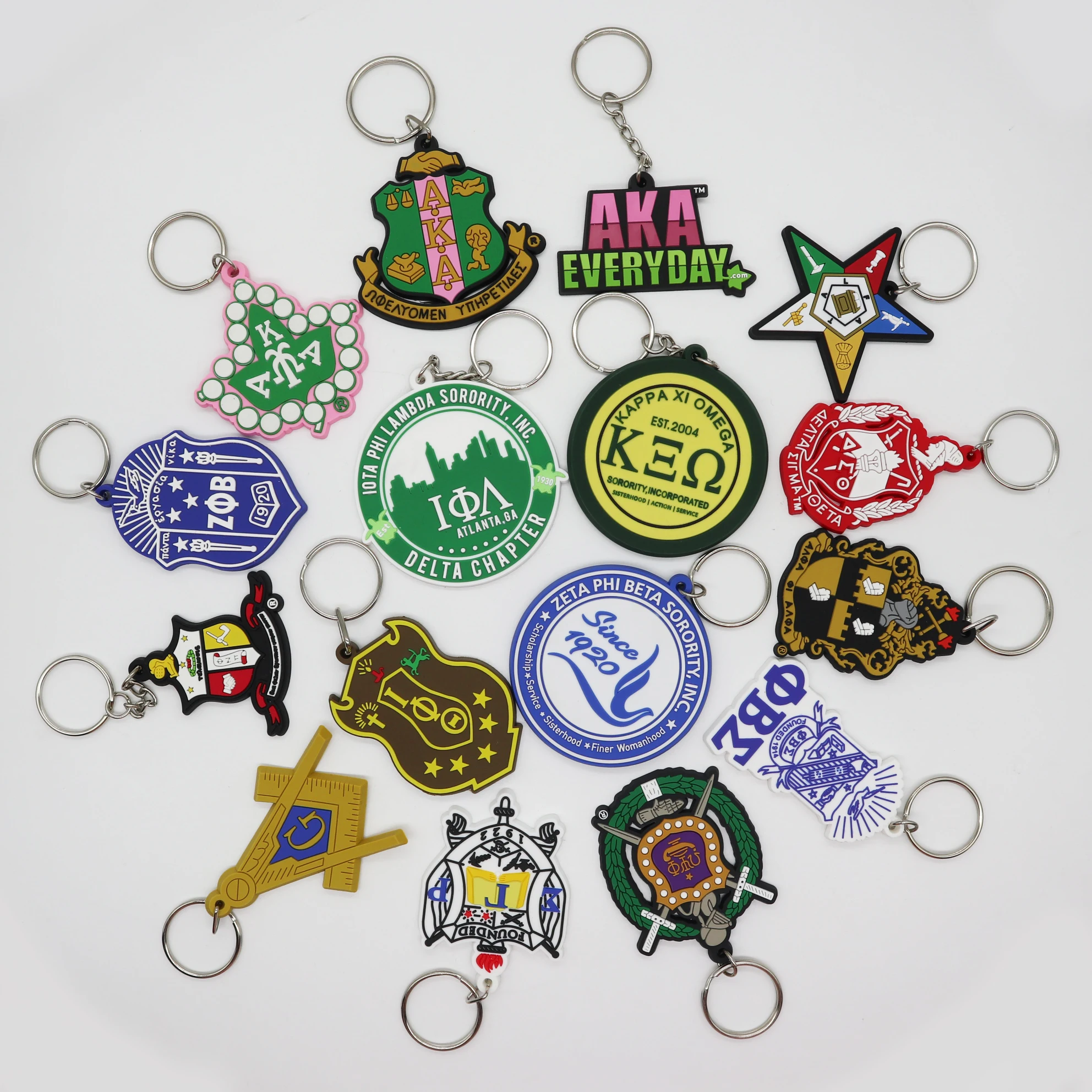 All Groups Greek Letters Zeta Phi Beta PVC Keychain Rubber Plastic Key Chain Sorority Fraternity Gifts Sets