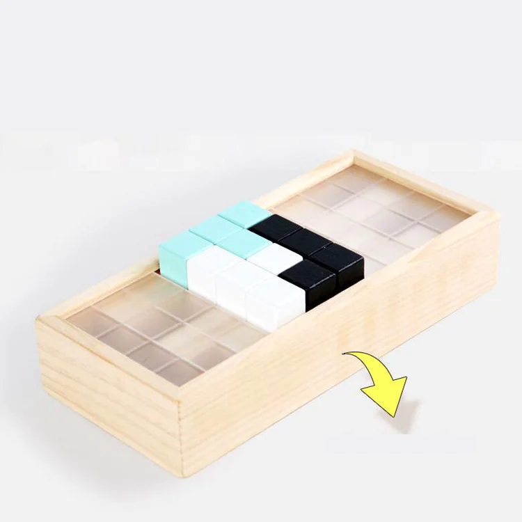 QINGTANG building blocks Spatial thinking training 3d cube block Wooden Russian Cube Puzzle