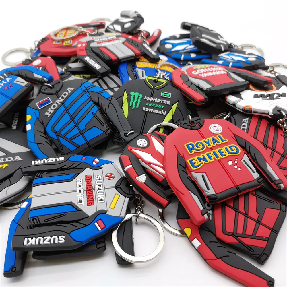 double sized soft pvc custom pendant keychain creative promotion gifts motorcycle hamlet racing suit  keychain