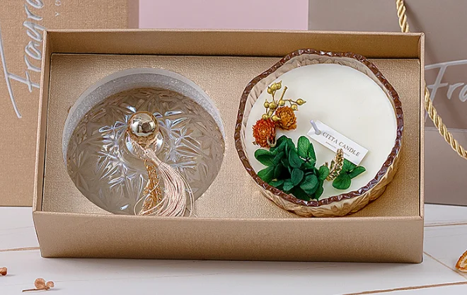 Luxury Manufacturer Candle Glass Cup Romantic Wedding Perfume Flower Gift Essential Oil Creative Gift Box Set