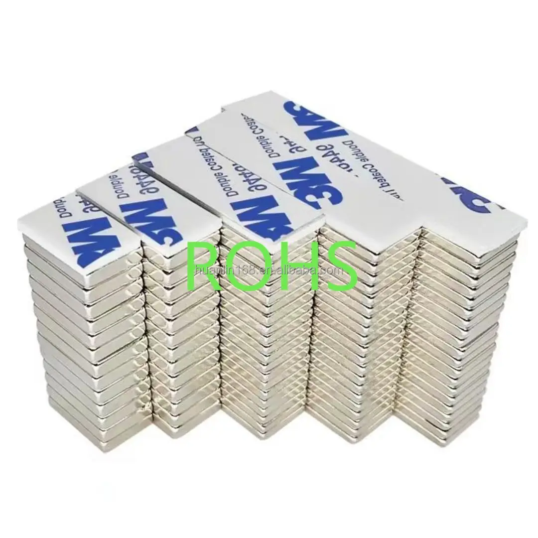 Ndfeb Super Strong N35 Rare Earth Neodymium Magnet Double-Sided Adhesive Block Rectangular 50X10X5 Materials Adhesive Magnet N52