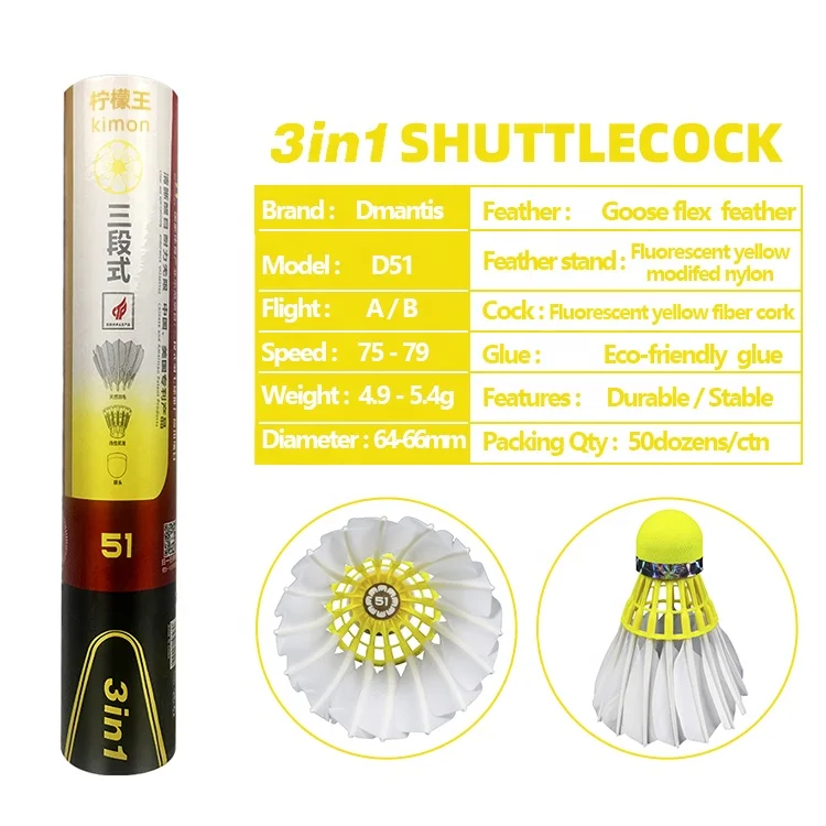 3 In 1 Hybrid Shuttlecock Goose Feather BWF Approved Shuttlecock Badminton Shuttle Ball Shuttlecock