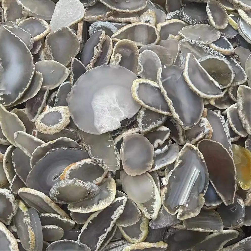 Wholesale Natural Quartz Stone Brazilian Polished Drilled Small and Large Agate Coaster Slices For Decoration