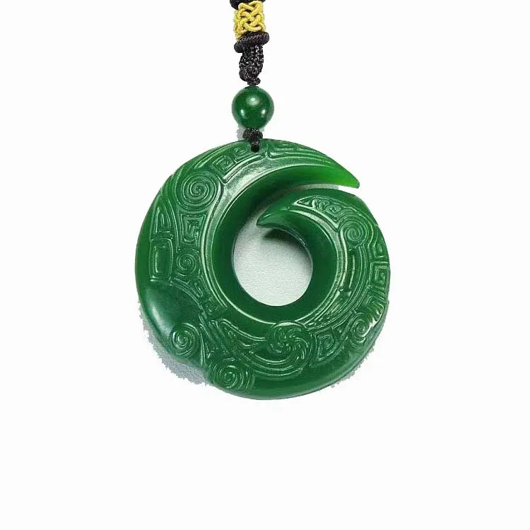 wholesale jade rune pendant chinese fashion carved natural double-sided necklace