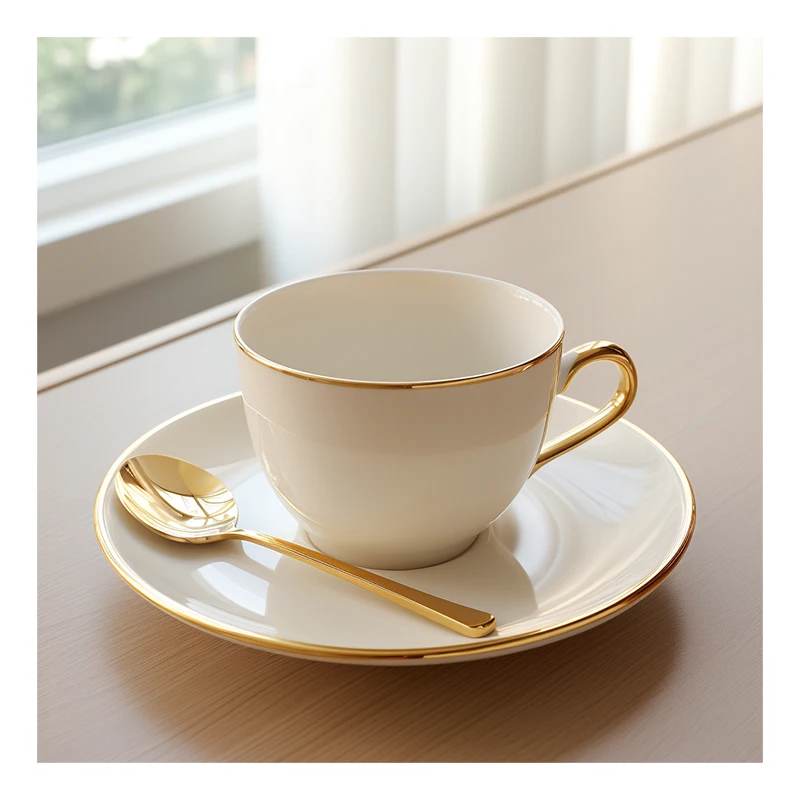 Spot White Porcelain Coffee Cup Tea Set Cafe Espresso British Tea Cup and Saucer Set Bone China Tea Cup Set Luxury Classic