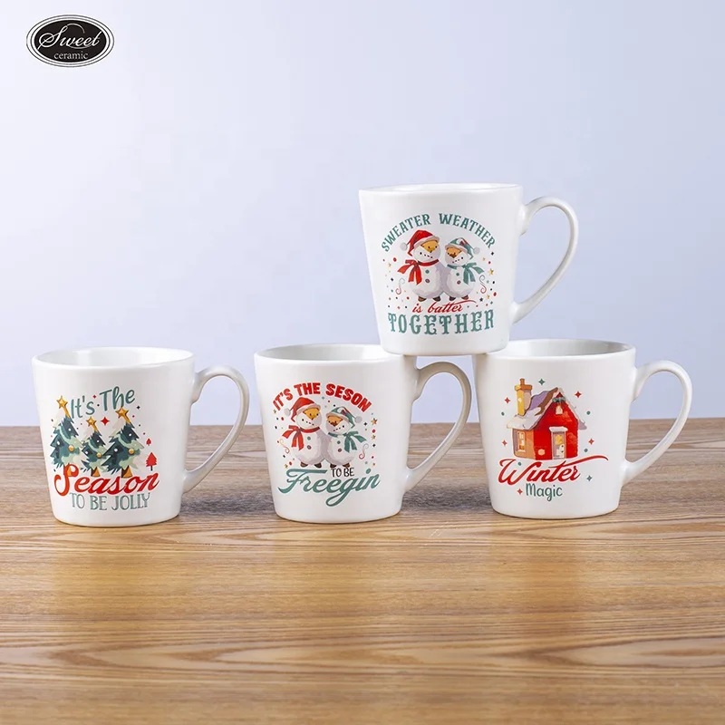 Christmas Gift Colored Clay Ceramic white  Coffee Mug Speckled Chunky Nordic Chubby Cup