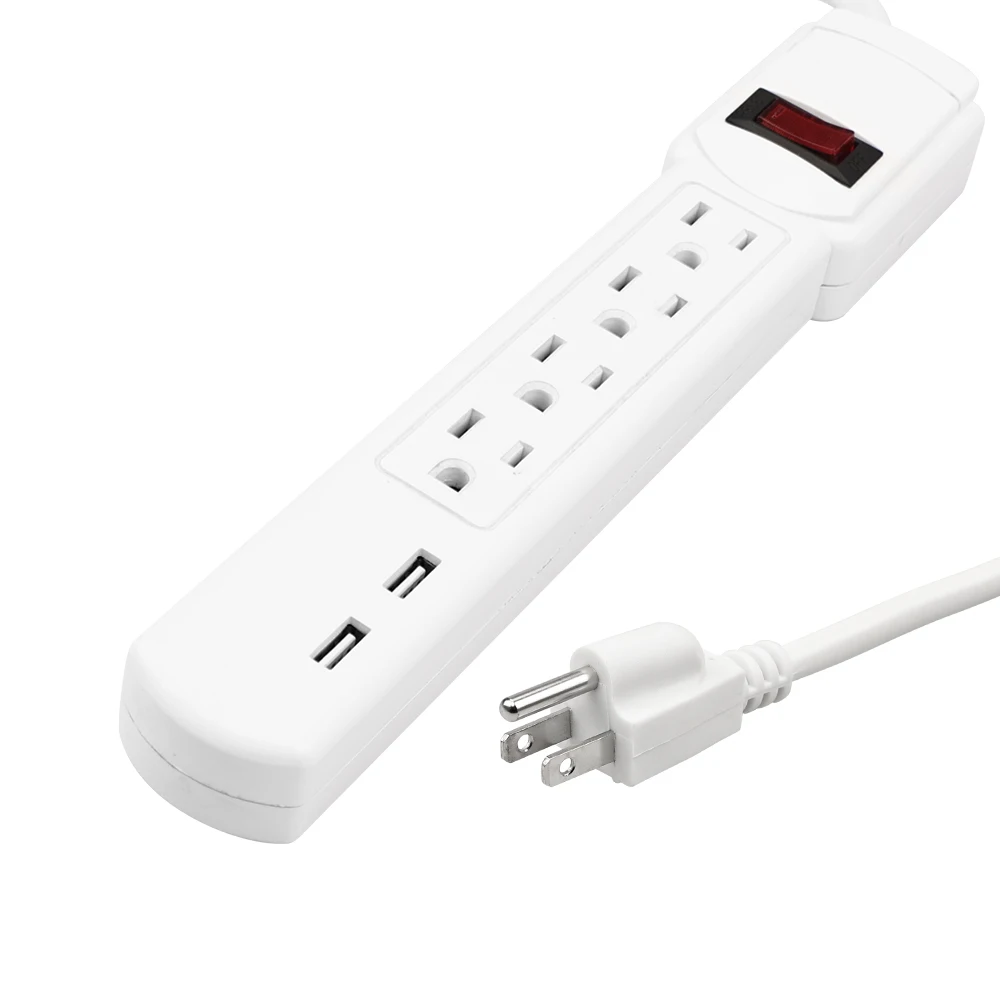 Wall Mount 4 Outlet Under Desk Connect Cord Usb Power Strip
