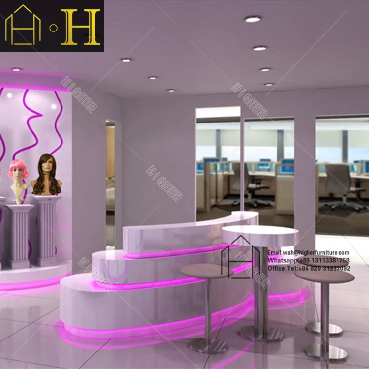 hair product display shelf wig store display hair display cabinet with light