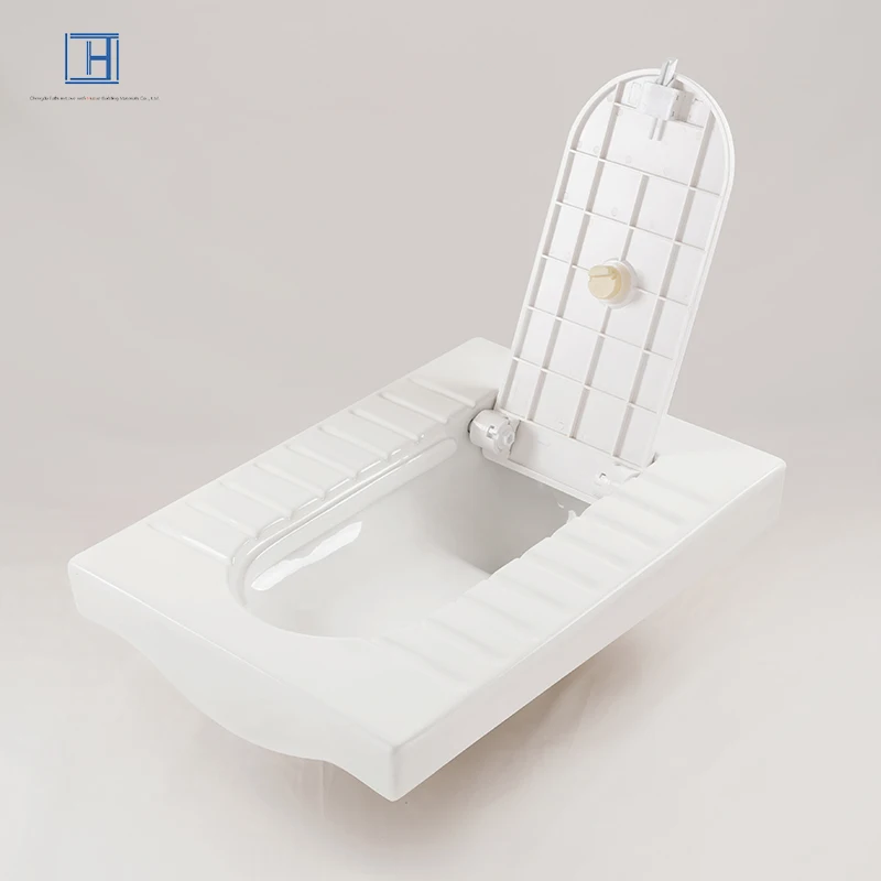 Modern ceramic utility squat toilet with lid