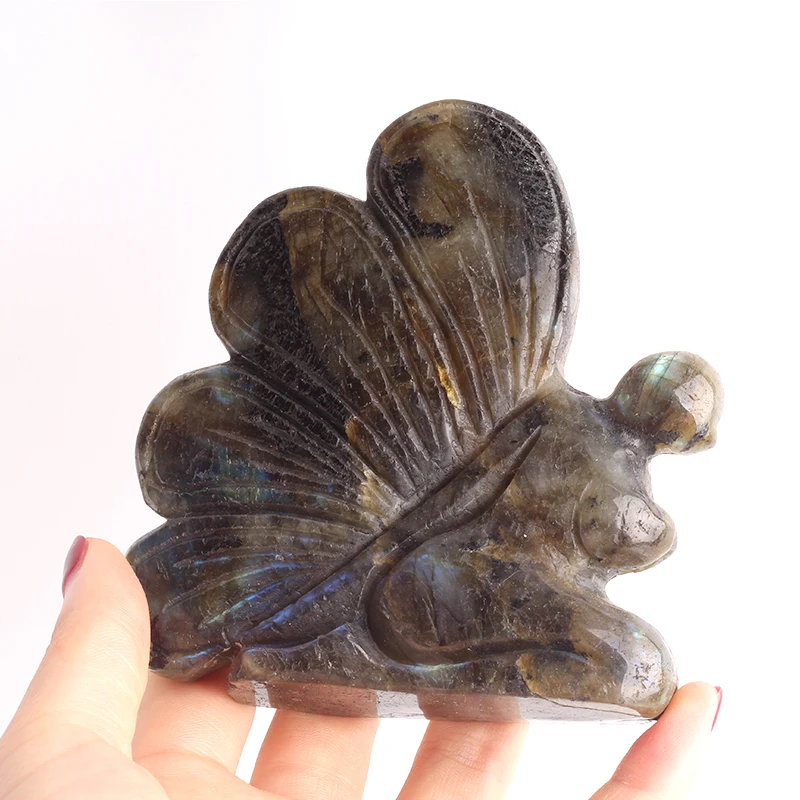 hot sale nature rainbow labradorite quartz fairy butterfly crystal carving healing for home decoration