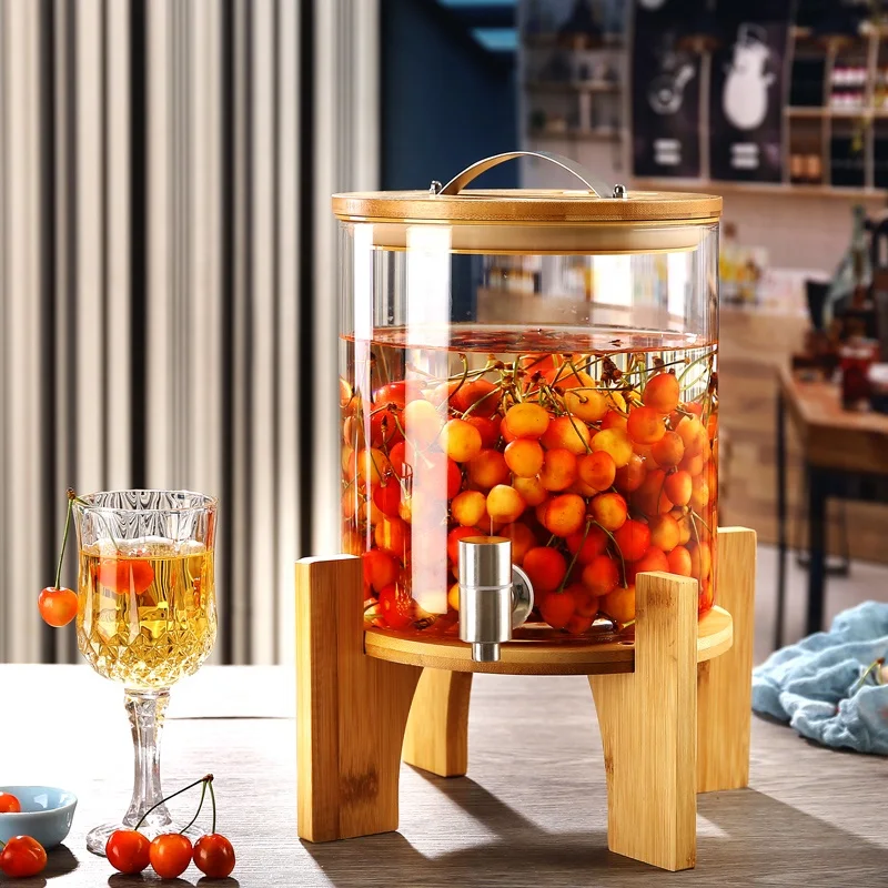 self-service beer beverage barrel Heat-resistant water glass juice jar with faucet