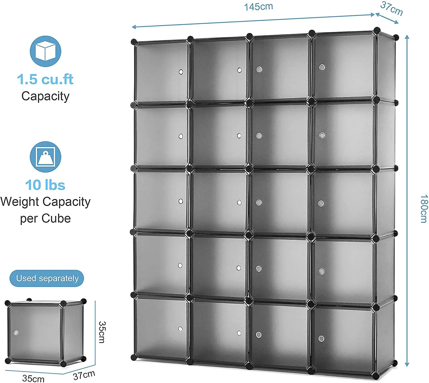 Home Wardrobe Storage Armoire Garment Hanger Closet Organizer Cabinets 16 Cube