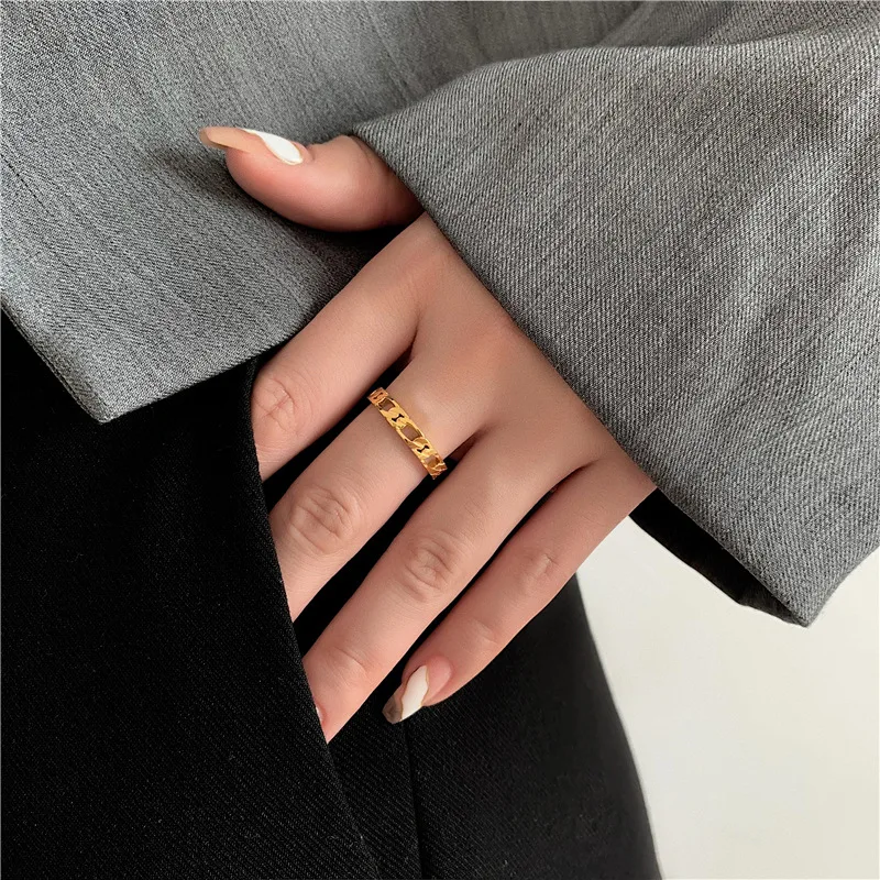 SUMMLY Vintage Personalized Waterproof 18K Gold Plated Stainless Steel Rings Fashion Jewelry