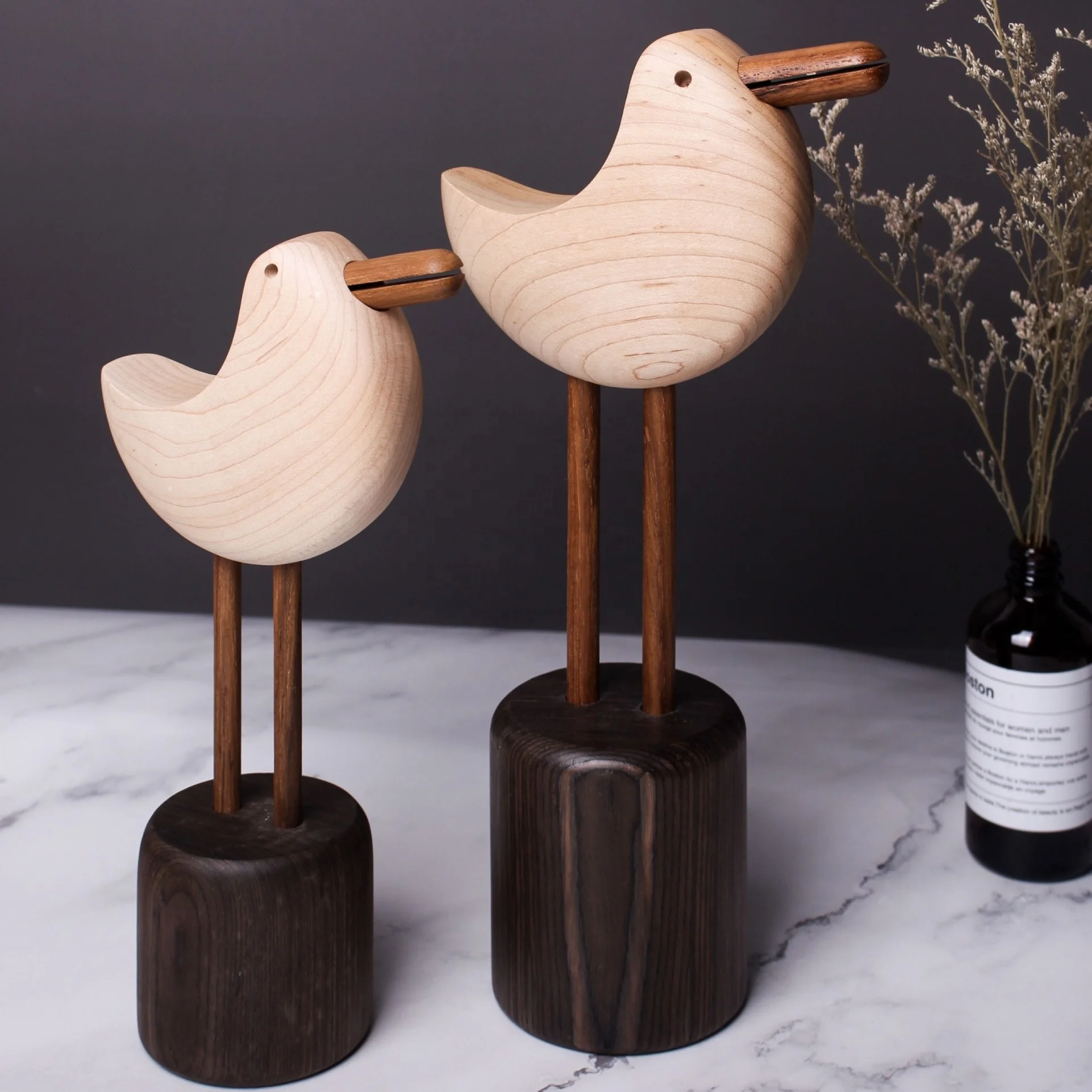 
Wood Craft seagull ornament Lovely animal shape products wood sculpture for room decoration 